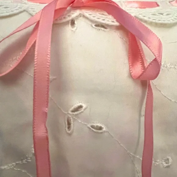 Betsey Johnson, vintage, zipper eyelet white pink dress. never worn mint. small. - Picture 12 of 14